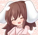  animal_ears blush brown_hair bunny_ears closed_eyes eyes_closed face heart inaba_tewi kisa_(k_isa) open_mouth rabbit_ears solo touhou 