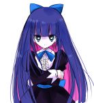  blue_eyes blue_hair bow crossed_arms hair_bow juliet_sleeves long_hair long_sleeves multicolored_hair panty_&amp;_stocking_with_garterbelt pink_hair puffy_shoulder_long_sleeves puffy_sleeves sketch solo stocking_(psg) two-tone_hair vanilla_(nicolla) very_long_hair 