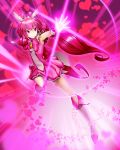  antenna_hair bike_shorts boots bowtie brooch cure_happy dress head_wings heart hoshizora_miyuki jewelry long_hair magic magical_girl outstretched_hand pink pink_background pink_dress pink_eyes pink_hair precure randle shorts_under_skirt skirt smile smile_precure! solo tiara twintails wrist_cuffs 