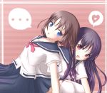  blue_eyes brown_hair kuena long_hair onjouji_toki red_eyes saki saki_achiga-hen shimizudani_ryuuka short_hair 