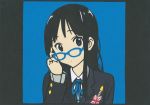  akiyama_mio black_eyes black_hair glasses hime_cut k-on! kirigami looking_at_viewer pikku school_uniform solo uniform 
