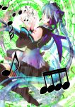  aqua_hair boots detached_sleeves hatsune_miku headphones koji_(you_me4_14) musical_note skirt solo thigh-highs thigh_boots thighhighs twintails vocaloid 
