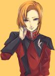  blue_eyes bust character_request copyright_request face gundam gundam_seed gundam_seed_destiny heine_westenfluss male military military_uniform orange_hair pale_skin shiro_(reptil) simple_background solo uniform 