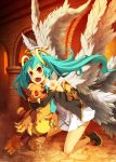  bare_shoulders boots dog fangs halo hatsune_miku highres kunieda necktie red_eyes vocaloid wings 