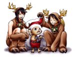  christmas hat monkey_d_luffy nico_robin one_piece reindeer_costume santa_costume santa_hat tony_tony_chopper 