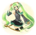  animal_costume animal_ears cat_ears costume detached_sleeves green_eyes green_hair hatsune_miku headset long_hair necktie new_year open_mouth paws senri_(nazerine) skirt smile solo tail thigh-highs thighhighs tiger_costume tiger_ears tiger_print twintails very_long_hair vocaloid zettai_ryouiki 