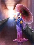  bad_id bunny_ears highres japanese_clothes kimono long_hair oriental_umbrella parasol purple_hair rabbit_ears red_eyes reisen_udongein_inaba solo tomokatsu torii touhou umbrella 