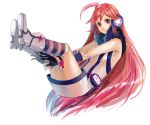  boots earmuffs gloves headphones headset kneehighs long_hair miki_(vocaloid) ninjinnkomatuna red_eyes red_hair redhead robot_joints sf-a2_miki smile socks solo striped striped_kneehighs very_long_hair vocaloid 