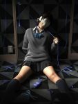  asian asphyxiation blindfold brown_hair cord kneehighs outlet realistic schoolgirl scissors skirt sweater yoshitaka_kawakami 
