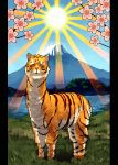  chimera flower grass llama mt._fuji no_humans parody shihou shihou_(g-o-s) sky sun tiger what 