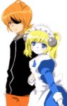  1girl android blonde_hair blue_eyes blush claus couple eyepatch face lil_miss_marshmallow maid mother mother_(game) mother_3 orange_hair red_eyes senntakuya smile 