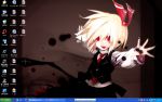  blonde_hair red_eyes ribbon solo suit 