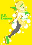  blonde_hair bottle c.c._lemon c.c._lemon_(character) green_eyes hat highres legs navel original pantyhose school_uniform skirt souji 
