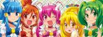  :d ;d aoki_reika cure_beauty cure_happy cure_march cure_peace cure_sunny futaba_841 head_wings hino_akane hoshizora_miyuki kise_yayoi long_hair magical_girl midorikawa_nao multiple_girls open_mouth precure smile smile_precure! wink 