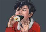  black_background black_hair child crying eating gold_(pokemon) headwear_removed hectliter makizushi male pokemon pokemon_(game) pokemon_gsc pokemon_special short_hair solo sushi 