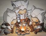  altair_ibn_la-ahad animal_ears assassin&#039;s_creed assassin&#039;s_creed_ii assassin&#039;s_creed_iii assassin's_creed assassin's_creed_ii assassin's_creed_iii bunny_ears bunny_tail campfire cat_ears cat_tail chibi connor_kenway dog_ears dog_tail eating ezio_auditore_da_firenze fire hood kemonomimi_mode male multiple_boys no_eyes ren_(dokyakutu) sitting squatting tail vambraces 