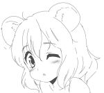  agenasu animal_ears blush looking_at_viewer monochrome mouse_ears nazrin short_hair simple_background solo touhou white_background wink 