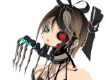  3d android aqua_eyes bare_shoulders brown_hair calne_ca chain choker creepy crustacean heterochromia insect isopod looking_at_viewer maeda_koutarou mechanical original red_eyes short_hair simple_background solo teeth vocaloid white_background 