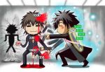  2boys :3 =_= avalon_(fate/stay_night) black_hair blood brown_hair cigarette cross emiya_kiritsugu fate/zero fate_(series) fighting knife kotomine_kirei miruno multiple_boys spoilers stabbing 