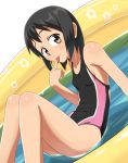  black_hair brown_eyes competition_swimsuit dutch_angle one-piece_swimsuit original suikasan swimsuit tongue tongue_out wading_pool 