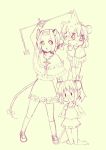  agenasu animal_ears blush extra_ears k-on! kemonomimi_mode kobayakawa_yutaka lucky_star monochrome mouse_ears mouse_tail multiple_girls nazrin nazrin_(cosplay) sketch tail tainaka_ritsu touhou 