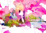 abstract blonde_hair chin_rest mitsugo_(road_after_rain) no_nose original pink purple_eyes violet_eyes 