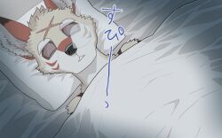  1boy absurdres amorey_(another_eidos) animal_ears another_eidos-r closed_eyes cross_scar dog_ears english_commentary furry furry_male highres kobold lying male_focus niku_nabe nose_bubble on_back scar scar_on_face scar_on_forehead sleeping translation_request upper_body 