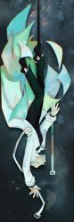  1boy blonde_hair character_request check_character coat commentary english_commentary falling falling_paper full_body highres k49011 lee_hakhyun male_focus omniscient_reader's_viewpoint open_clothes open_coat outstretched_arm short_hair solo suspension upside-down white_coat 