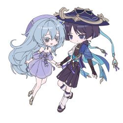  1boy 1girl absurdres armlet armor arms_at_sides artist_request beret black_bodysuit black_bow black_bridal_gauntlets black_eyes black_hair black_sandals black_shorts blue_cape blue_gem blue_hair blue_hat blue_jingasa blue_kimono blue_sleeves blunt_ends blush bodysuit bow bracelet braid breasts bridal_gauntlets brooch cape character_request choker closed_mouth clothing_cutout colored_eyelashes commission couple detached_sleeves dress earrings eyeliner feathers full_body furisode gem genshin_impact gladiator_sandals gold gold_armlet gold_bracelet gold_earrings gold_ring gold_sandals gold_trim grey_eyes hair_between_eyes hair_intakes hakama hakama_shorts hat hetero highres hip_vent holding_hands japanese_armor japanese_clothes jewelry juban kimono kote kurokote layered_sleeves leg_warmers long_hair looking_at_another makeup mandarin_collar medium_dress middle_ring multicolored_hair oc_x_canon open_clothes open_kimono open_mouth original pleated_shorts pom_pom_(clothes) purple_bow purple_choker purple_dress purple_hair purple_hat purple_rope purple_sash red_eyeliner rope sandals sash scaramouche_(genshin_impact) second-party_source short_sleeves shorts shoulder_peek side_braid side_cape small_breasts strapless strapless_dress streaked_hair toeless_legwear underbust wanderer_(genshin_impact) white_background white_kimono white_leg_warmers white_sleeves wispy_bangs yellow_feathers zouri 