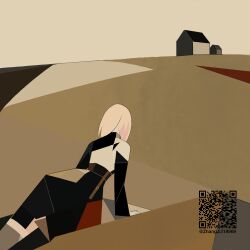  1girl bang_dream! bang_dream!_it's_mygo!!!!! black_dress blonde_hair clothing_cutout commentary_request doloris_(bang_dream!) dress highres long_sleeves medium_hair misumi_uika qr_code shoulder_cutout solo zhangji318969 