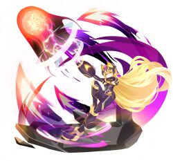  1girl absurdres aiming_up aizeis alternate_costume alternate_eye_color arm_cannon armored_boots belt biometal blonde_hair body_armor bodysuit boots breasts commission commissioner_upload covered_navel elf_(mega_man_zx_prequel) energy eyelashes forehead_jewel full_body gauntlets gloves helmet highres knee_boots long_hair mechanical_ears mega_man_(series) mega_man_zx non-web_source petite small_breasts thighs transparent_background weapon x-kai_(mega_man) yellow_eyes 