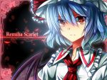  bat_wings blue_hair bust character_name daradara1999 fuuna_(conclusion) red_eyes remilia_scarlet short_hair solo touhou wings 