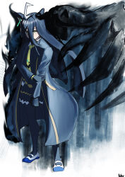  2girls absurdres ahoge animal_ears black_gloves black_hair black_pantyhose black_skirt black_vest blunt_ends claws collared_shirt commentary_request ear_ornament ear_tag earrings gloves hair_between_eyes hand_on_own_arm hem_peeking_out highres horror_(theme) horse_ears horse_girl jewelry long_bangs long_hair long_hair_between_eyes long_sleeves manhattan_cafe_(umamusume) max-karasawa multicolored_hair multiple_girls necktie pantyhose pleated_skirt shirt shoes single_earring skirt sunday_silence_(racehorse) umamusume very_long_hair vest white_hair white_shirt white_shoes yellow_eyes yellow_necktie 