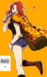  ass black_eyes blush boots coat fate/zero fate_(series) from_behind genderswap haruno_(kanimeshi) heart knife long_hair orange_hair shorts uryuu_ryuunosuke watch wink 