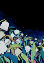  absurdres black_sky commentary cropped dark flower flower_focus grass highres lululu0111 night no_humans plant scenery sky touhou white_flower 