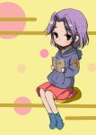  agenasu blush book kajiki_yumi purple_hair red_eyes saki sitting skirt solo young 