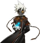  arm_behind_back artist_request chain chains coat elsword glaive_(elsword) gloves male mask solo spiked_hair spiky_hair transparent_background white_background white_hair yellow_eyes 