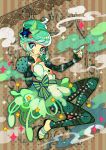  :d chocolate_mint_ice_cream food food_as_clothes food_on_face food_themed_clothes green_hair hair_ornament heart ice_cream open_mouth original personification ribbon sandals santou_suihei slime smile smoke star tongue 