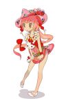  flower hello_kitty hello_kitty_to_issho! highres legs lei long_hair nekomura_iroha ponytail see-through simple_background solo transparent_clothing vocaloid wrist_cuffs yellow_eyes 
