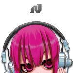  headphones nasos original pink_eyes pink_hair white_background 