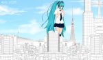  aqua_eyes aqua_hair building city clouds hatsune_miku headphones polychromatic sky tagme torino_nami vocaloid 