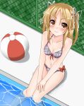  beachball bikini brown_eyes brown_hair long_hair madoushi_s navel nonohara_nagisa pool poolside swimsuit twintails yandere_cd yandere_no_onna_no_ko_ni_shinu_hodo_aisarete_nemurenai_cd 