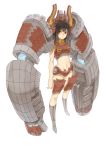  armor armored_twintails black_hair boots character_request gauntlets highres midriff navel original popoccpo red_eyes short_hair simple_background solo twintails white_background 