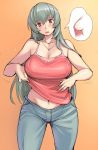  adjusting_clothes adult blush breasts cross-section curvy flying_sweatdrops jewelry large_breasts long_hair navel necklace open_mouth red_eyes rozen_maiden rozenweapon shirt_tug silver_hair solo suigintou tank_top wide_hips x-ray 
