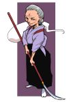  genderswap konpaku_youki konpaku_youki_(ghost) naginata old_woman onikobe_rin polearm simple_background solo touhou weapon 
