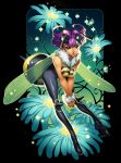  antennae bee_girl breasts capcom cover cover_page emily_warren insect_girl knee_pads large_breasts monster_girl pantyhose purple_hair q-bee short_hair solo udon_entertainment v_arms vampire_(game) wings 