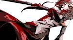  blood cuts highres icf injury inubashiri_momiji mazuka_kei mouth_hold solo sword touhou weapon white_background 