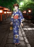  brown_eyes brown_hair copyright_request highres japanese_clothes kimono short_hair solo yui_toshiki yukata 