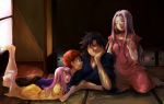  2boys 2girls black_hair brother_and_sister emiya_kiritsugu emiya_shirou family fate/zero fate_(series) father_and_daughter father_and_son husband_and_wife illyasviel_von_einzbern irisviel_von_einzbern long_hair mother_and_daughter mother_and_son multiple_boys multiple_girls pajamas red_eyes red_hair redhead siblings 