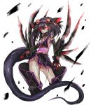  black_hair character_request gauntlets glowing glowing_eyes hat monster_hunter nargacuga personification red_eyes short_hair solo tail umitsuki 